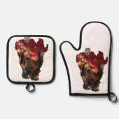 Weihnachts-Sheltie Ofenhandschuh & Topflappen-Set (Vorderseite)
