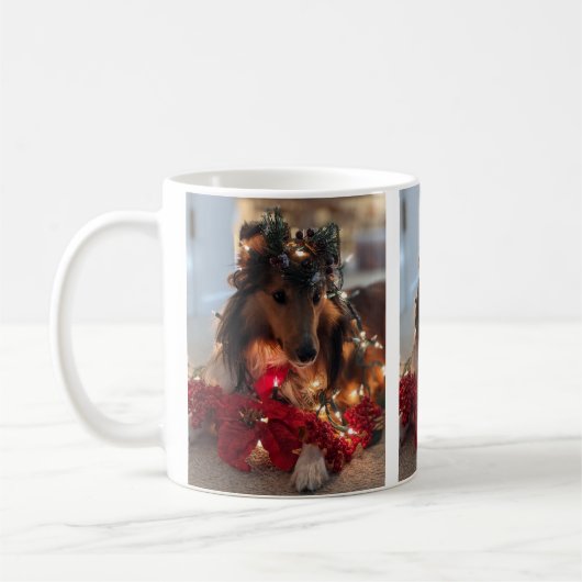 Weihnachts-Sheltie-Tasse Kaffeetasse (Links)
