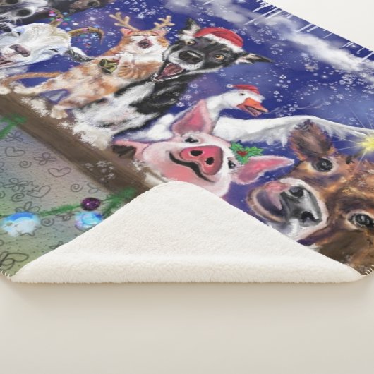 Weihnachts-Sherpa Blanket Funny Farm Tierisches Pa Sherpadecke (3/4)