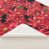 Weihnachts-Sherpa Blanket-Groß-Rote Poinsettien Sherpadecke (3/4)