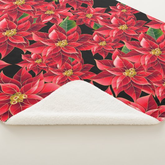 Weihnachts-Sherpa Blanket-Groß-Rote Poinsettien Sherpadecke (3/4)