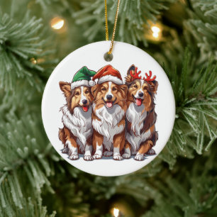 Weihnachts-Shetland-Schäferhunde Keramik Ornament
