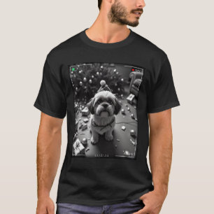 Weihnachts-Shih-Tzu auf Kamera erwischt T-Shirt