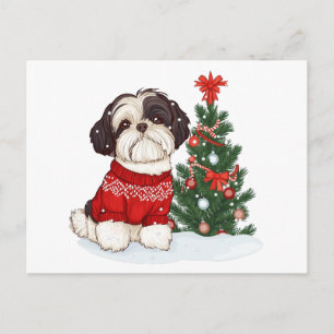 Weihnachts-Shih-Tzu-Hund Feiertagspostkarte