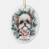 Weihnachts Shih Tzu Hund Keramik Circle Ornament (Rechts)