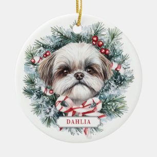 Weihnachts Shih Tzu Hund Keramik Circle Ornament