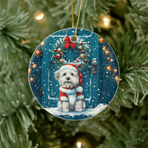 Weihnachts-Shih-Tzu-Hunde Keramik Ornament