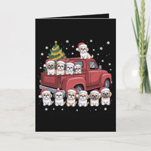 Weihnachts-Shih-Tzu-Hunde roter LKW Weihnachtsmann Karte