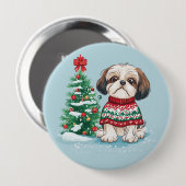 Weihnachts-Shih-Tzu-Santa-Hund Button (Vorne & Hinten)