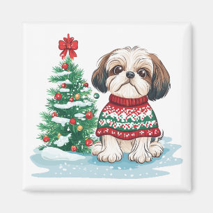 Weihnachts-Shih-Tzu-Santa-Hund Magnet
