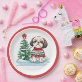 Weihnachts-Shih-Tzu-Santa-Hund Pappteller (Party)
