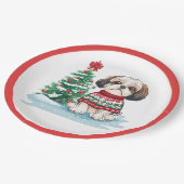 Weihnachts-Shih-Tzu-Santa-Hund Pappteller (Schrägansicht)