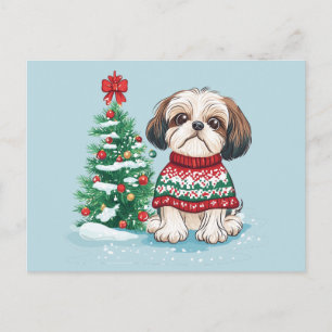 Weihnachts-Shih-Tzu-Santa-Hund Postkarte