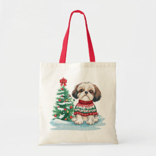 Weihnachts-Shih-Tzu-Santa-Hund Tragetasche