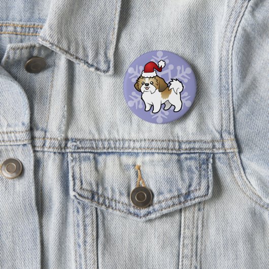 Weihnachts Shih Tzu (Welpenschnitt) Button (Beispiel)
