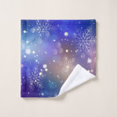 Weihnachts Shiny Snowflake Hintergrund Badhandtuch Set (Waschlappen)