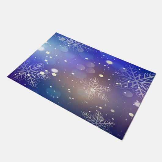 Weihnachts Shiny Snowflake Hintergrund Fußmatte (Schrägansicht)