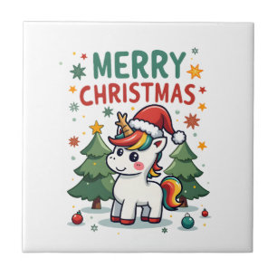 Weihnachts-Shirt Einhorn Mädchen Weihnachts-Outfit Fliese