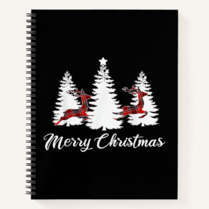 Weihnachts-Shirt für Frauen Buffalo Karo Hirsch Notizblock