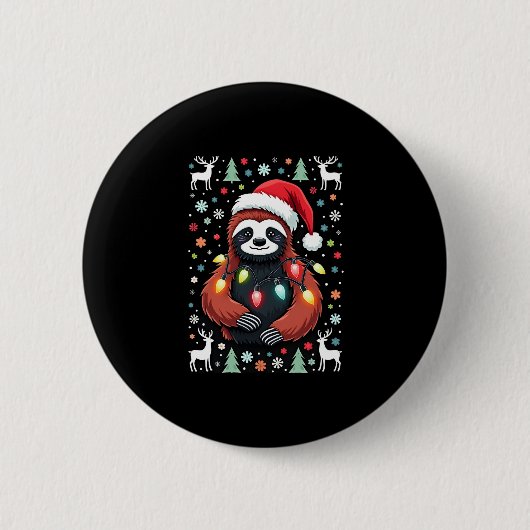 Weihnachts-Shirt für Sloth Lover-Geschenk Santa Bu Button (Vorderseite)