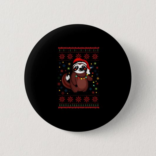 Weihnachts-Shirt für Sloth Lover-Geschenk Santa Bu Button (Vorderseite)