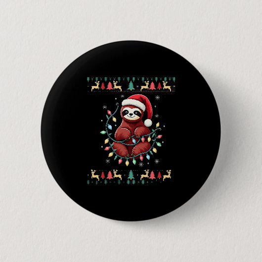 Weihnachts-Shirt für Sloth Lover-Geschenk Santa Bu Button (Vorderseite)