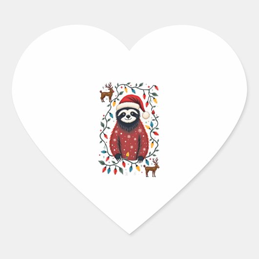Weihnachts-Shirt für Sloth Lover-Geschenk Santa Bu Herz-Aufkleber (Vorderseite)