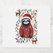 Weihnachts-Shirt für Sloth Lover-Geschenk Santa Bu Schaumweinetikett (Einzelnes Label)