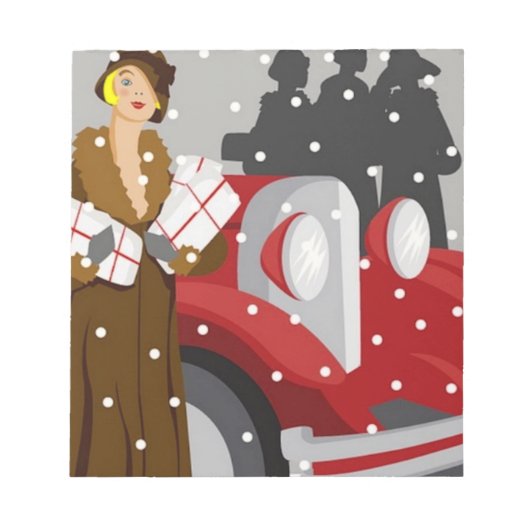 Weihnachts-Shopping im Schnee Notizblock (Vorderseite)