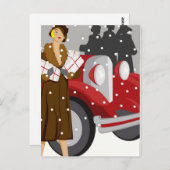 Weihnachts-Shopping im Schnee Postkarte (Vorne/Hinten)