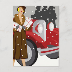 Weihnachts-Shopping im Schnee Postkarte