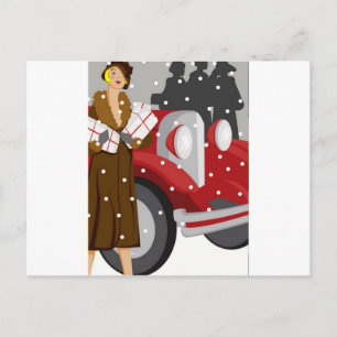 Weihnachts-Shopping im Schnee Postkarte