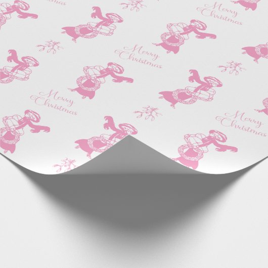 Weihnachts-Shopping Mädchen pink Geschenkpapier (Ecke)