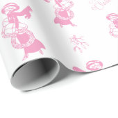 Weihnachts-Shopping Mädchen pink Geschenkpapier (Rolleneckpunkt)