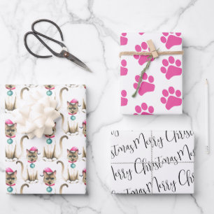 Weihnachts Siam Cat Wrapping Geschenkpapier Set