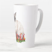 Weihnachts Siamese Cat Watercolor Latte Tasse (Rechte Ecke)