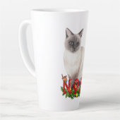 Weihnachts Siamese Cat Watercolor Latte Tasse (Linke Ecke)
