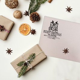 Weihnachts-Sibirische Cat-Rücksendeadresse Gummistempel