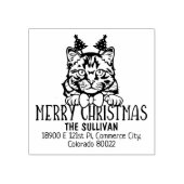 Weihnachts-Sibirische Cat-Rücksendeadresse Gummistempel (Prägung)