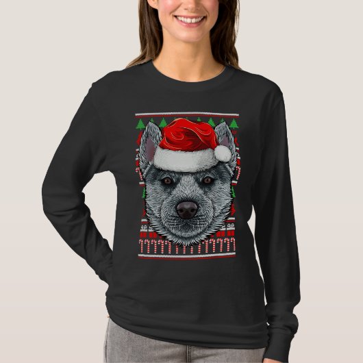 Weihnachts-Sibirische Husky-Weihnachtsmannmütze T-Shirt (Vorderseite)