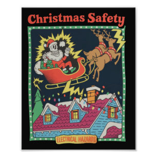Weihnachts-Sicherheit Elektrische Gefahren Skelett Fotodruck