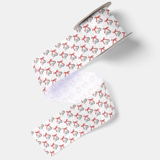 Weihnachts-Silber-Disco-Kugeln-Ornamente mit roter Satinband