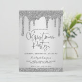 Weihnachts-Silber Driving Glitzer Weihnachts-Party Einladung (Stehend Vorderseite)