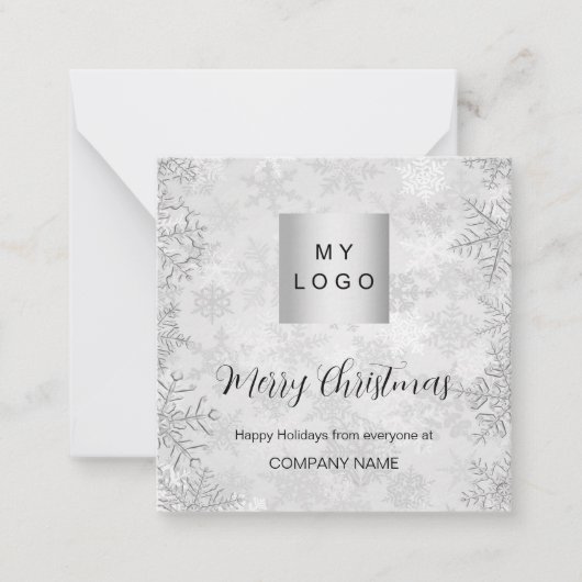 Weihnachts-Silber-Schnee-Geschäft QR Instagram Mitteilungskarte (Vorderseite)