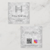 Weihnachts-Silber-Schnee-Geschäft QR Instagram Mitteilungskarte (Vorne/Hinten)