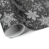 Weihnachts-Silberfunkel-Schneeflocken Geschenkpapier (Rolleneckpunkt)