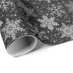 Weihnachts-Silberfunkel-Schneeflocken Geschenkpapier