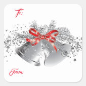 Weihnachts-Silberglocken-Geschenkpapier-Aufkleber Quadratischer Aufkleber (Vorderseite)