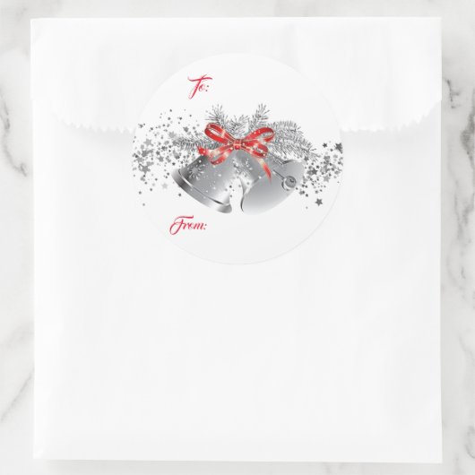 Weihnachts-Silberglocken-Geschenkpapier-Aufkleber Runder Aufkleber (Tasche)