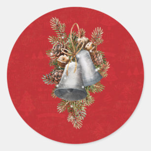 Weihnachts-Silberglocken Runder Aufkleber